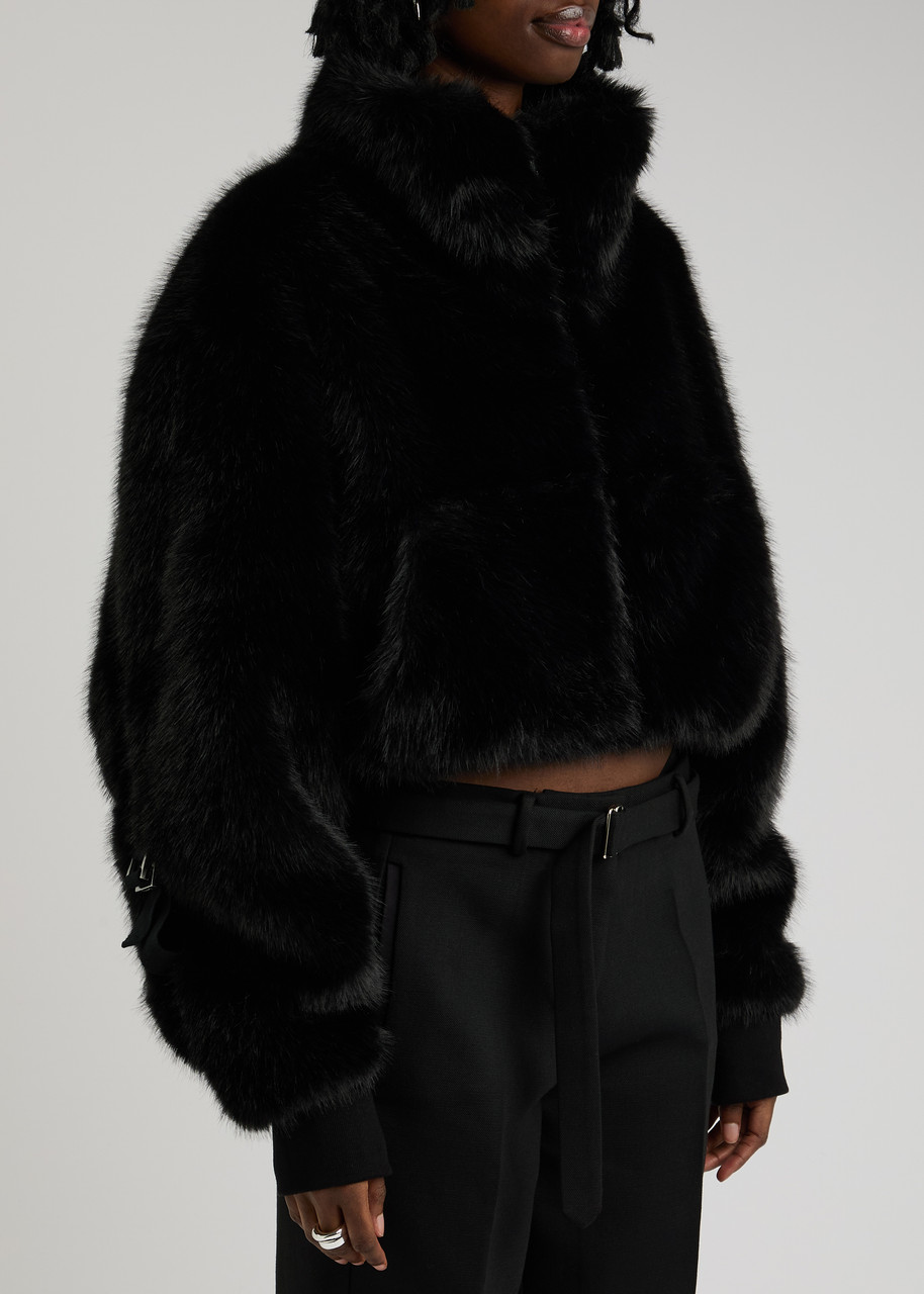 Paris Georgia Seb Faux Fur Bomber Jacket In Black