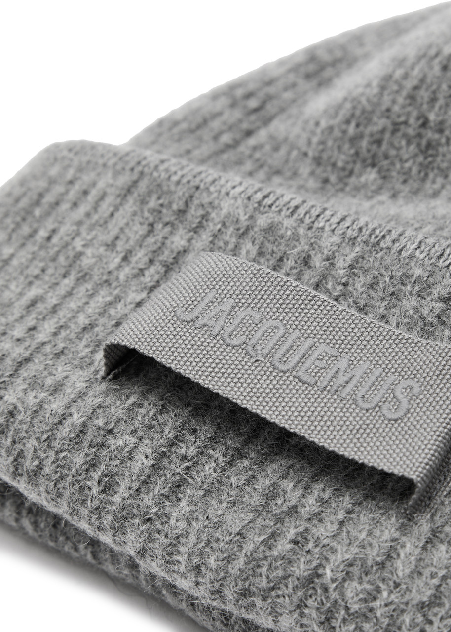 Jacquemus Le Bonnet Gros Grain Wool-blend Beanie In Dark Grey