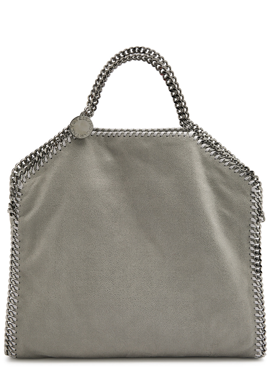 Stella Mccartney Falabella Metallic Faux Leather Tote In Grey