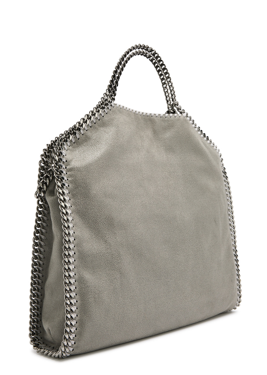 Stella Mccartney Falabella Metallic Faux Leather Tote In Grey