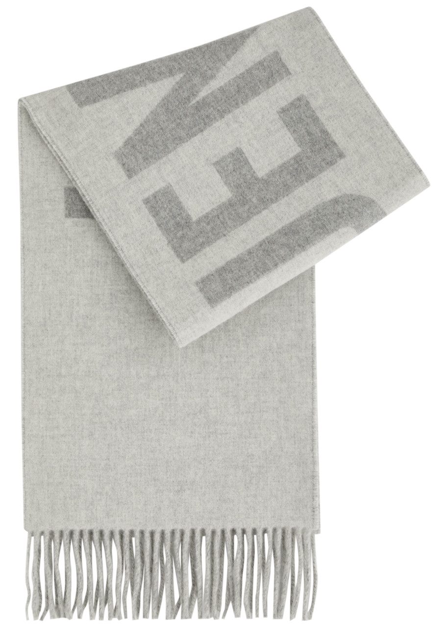 Jacquemus Le Écharpe Logo-intarsia Wool Scarf In Grey