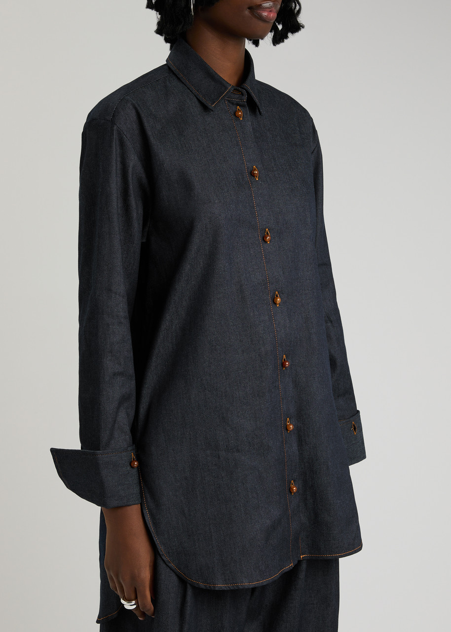 Palmer Harding Palmer//harding Reflection Stretch-denim Shirt In Dark Blue