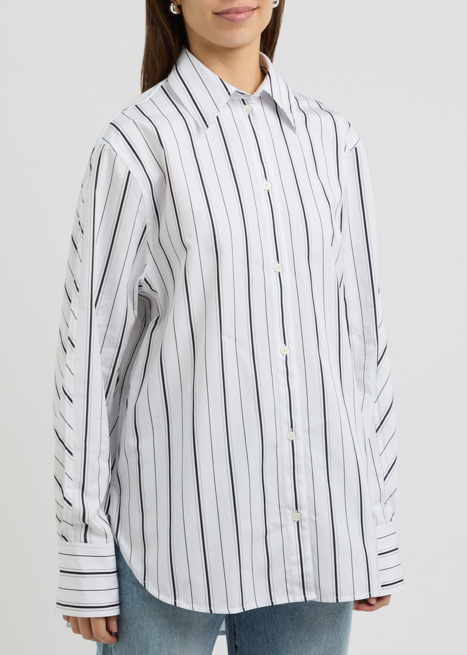 Totême Toteme Oversize Stripe Organic Cotton Poplin Button-up Shirt In Black And White