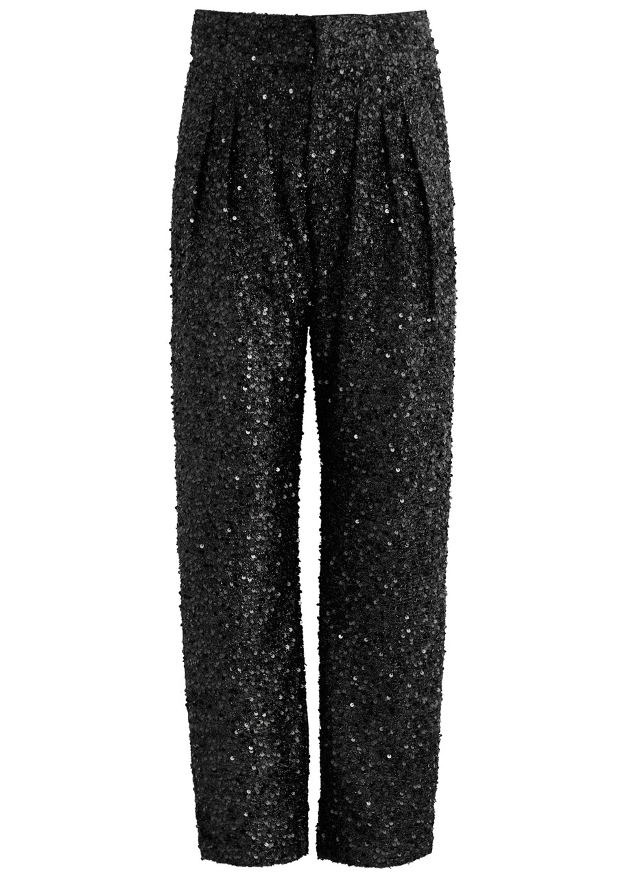 Isabel Marant Aras Embellished Tinsel-weave Trousers - Black - 42 (UK14 / L)