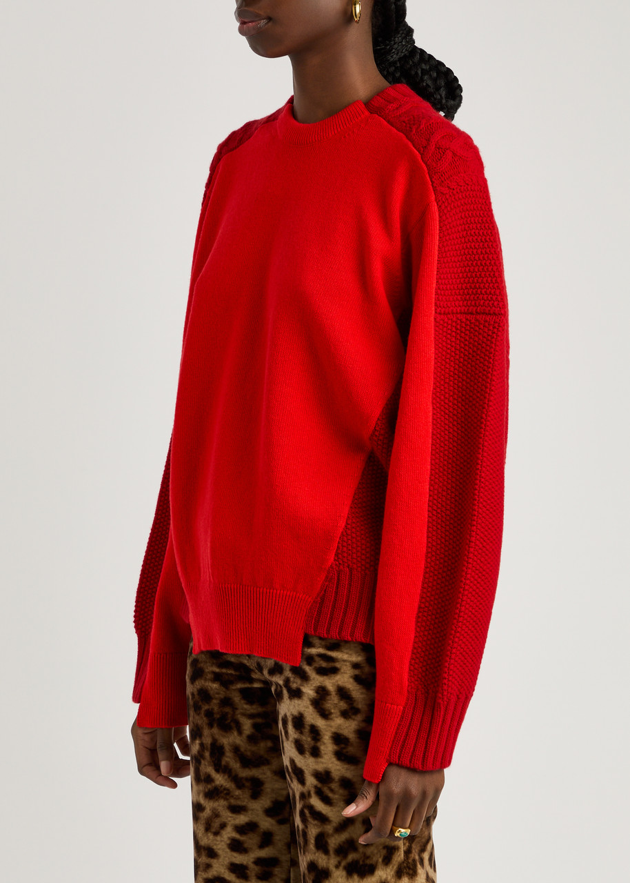 Stella Mccartney Layered-effect Cable-knit Wool Jumper In Multicoloured 1