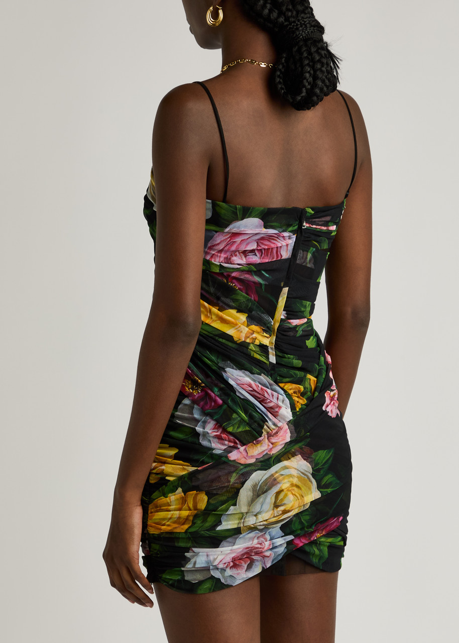 Dolce & Gabbana Floral Printed Spaghetti Strap Mini Dress In Multi Floral