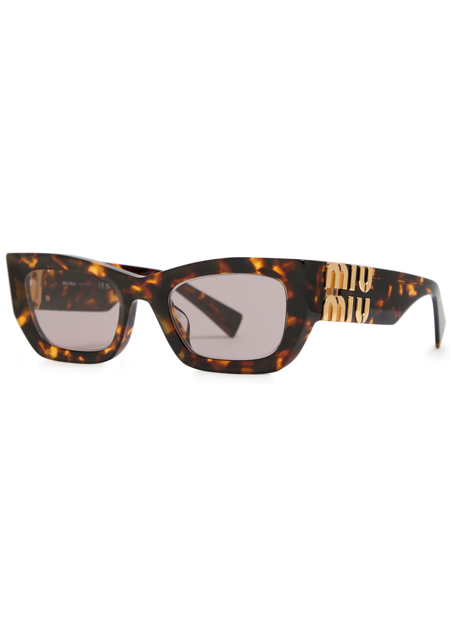 Miu Miu Eyewear Glimpse Cat-eye Women's Designer Sunglasses - Brown - Brown Havana - One Size