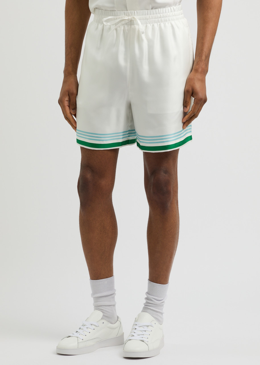 Casablanca Le Jeu Colore Silk Shorts In White