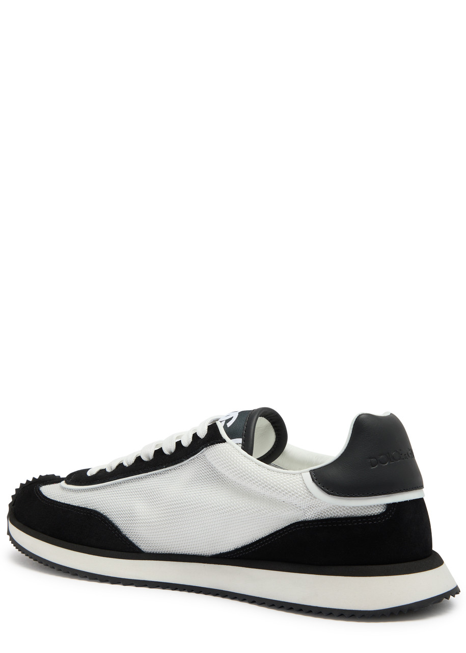 Dolce & Gabbana Low-top Mesh Sneakers With Suede Inserts In Black