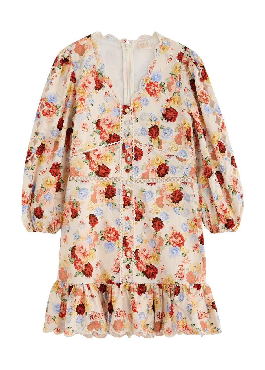 Marlo Kids Holiday Floral-print Cotton Dress - White