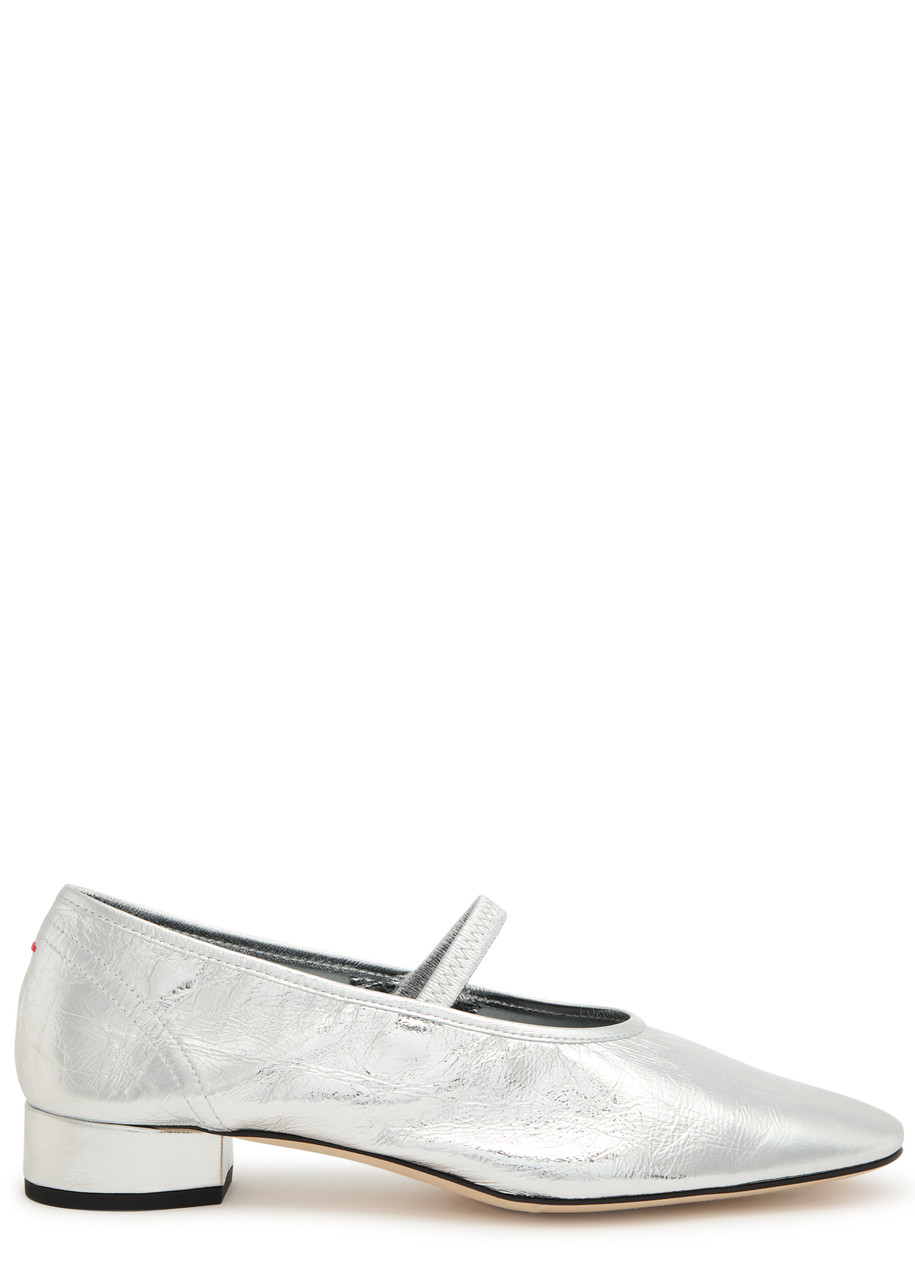 Aeyde Pippa 25 Metallic Leather Mary Jane Pumps - Silver