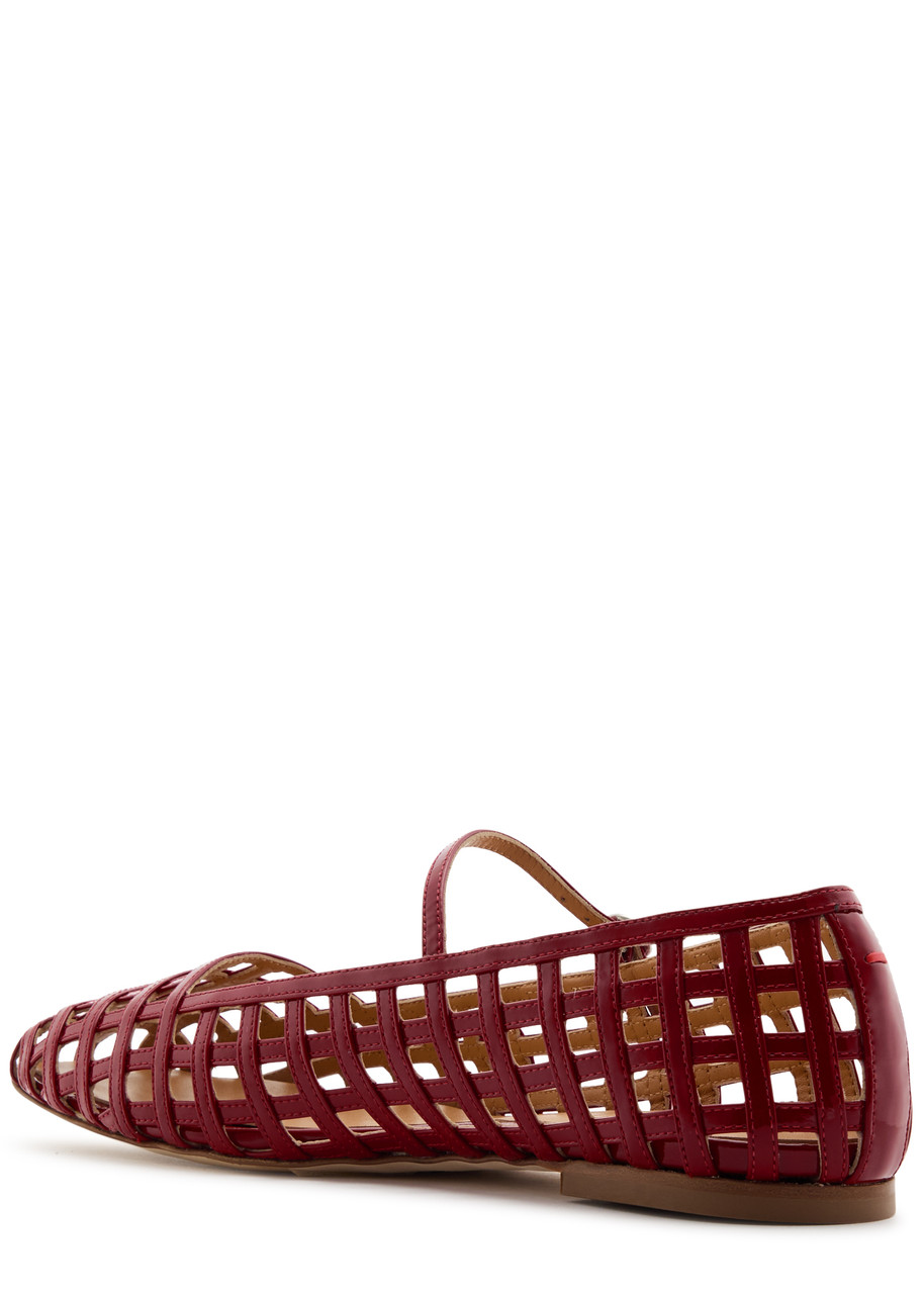 Aeyde Uma Caged Patent Leather Flats In Red