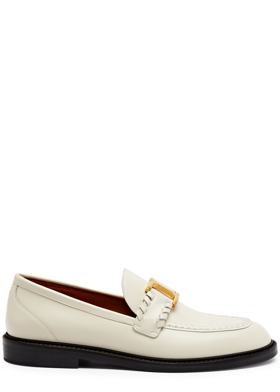 Chloé Marcie Embellished Leather Loafers In White