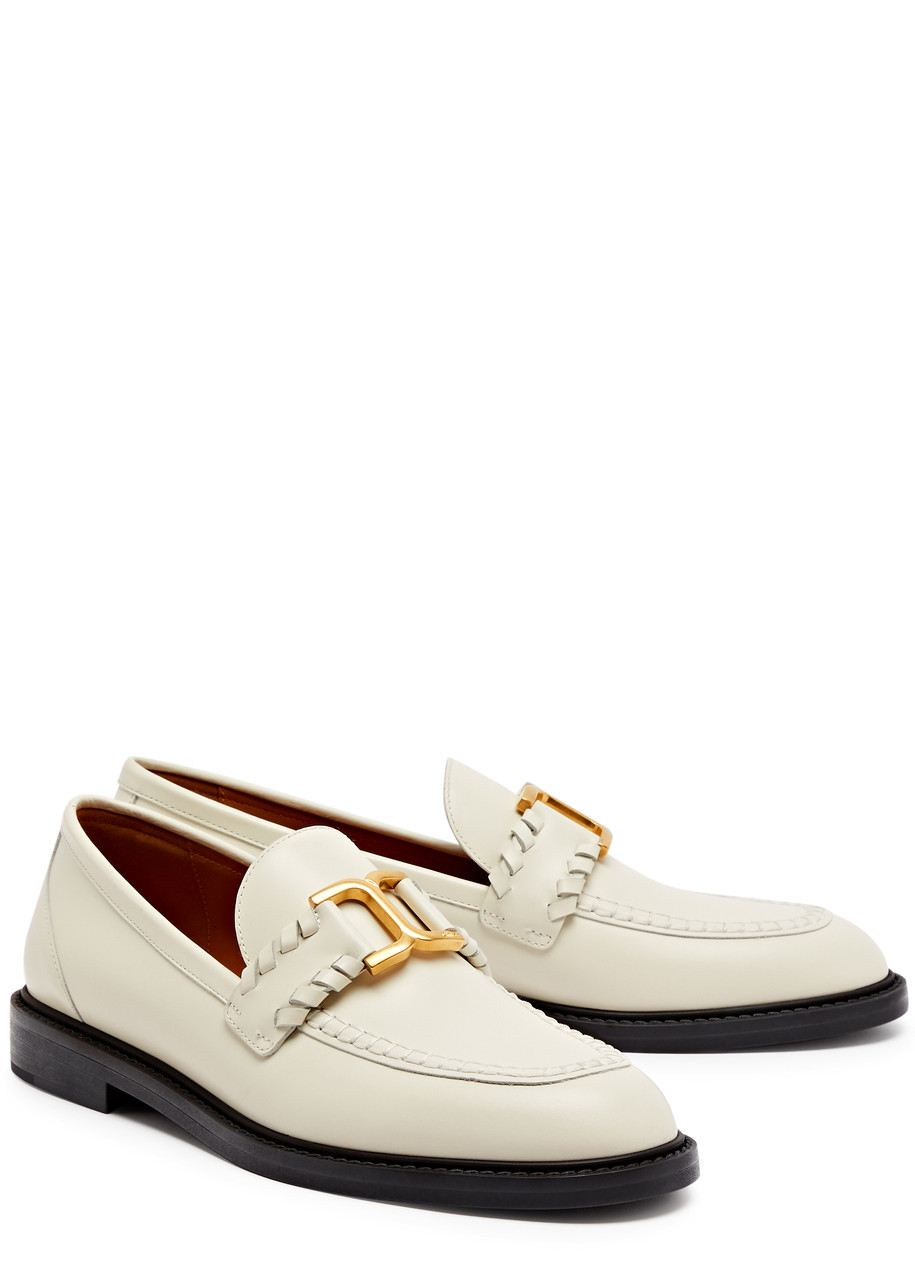 Chloé Marcie Embellished Leather Loafers In White