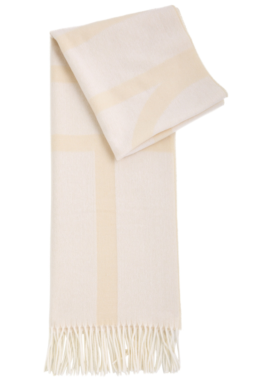 Totême Toteme Logo-intarsia Wool Scarf In White