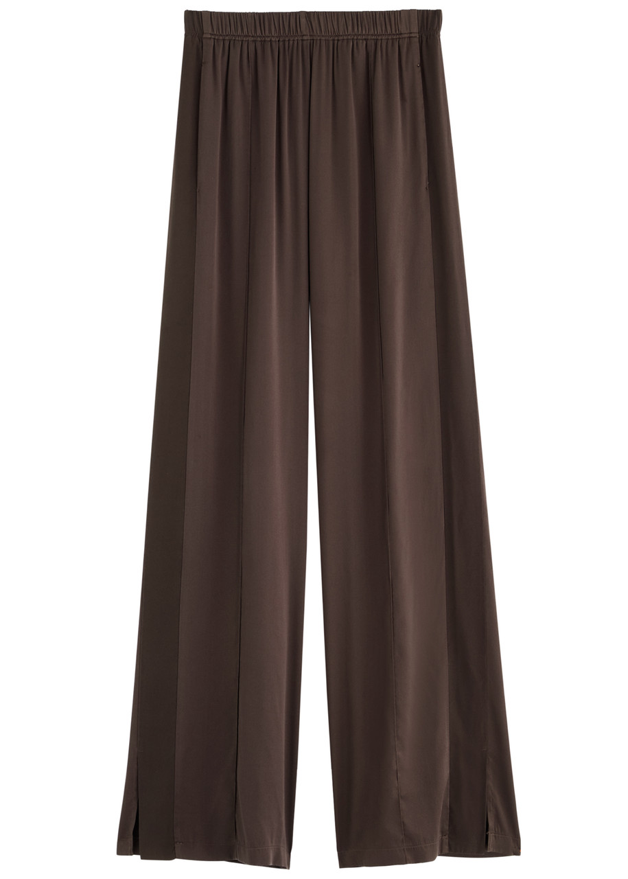 Forte_forte Wide-leg Stretch-silk Satin Trousers - Dark Red - 2 (UK 10 / S)