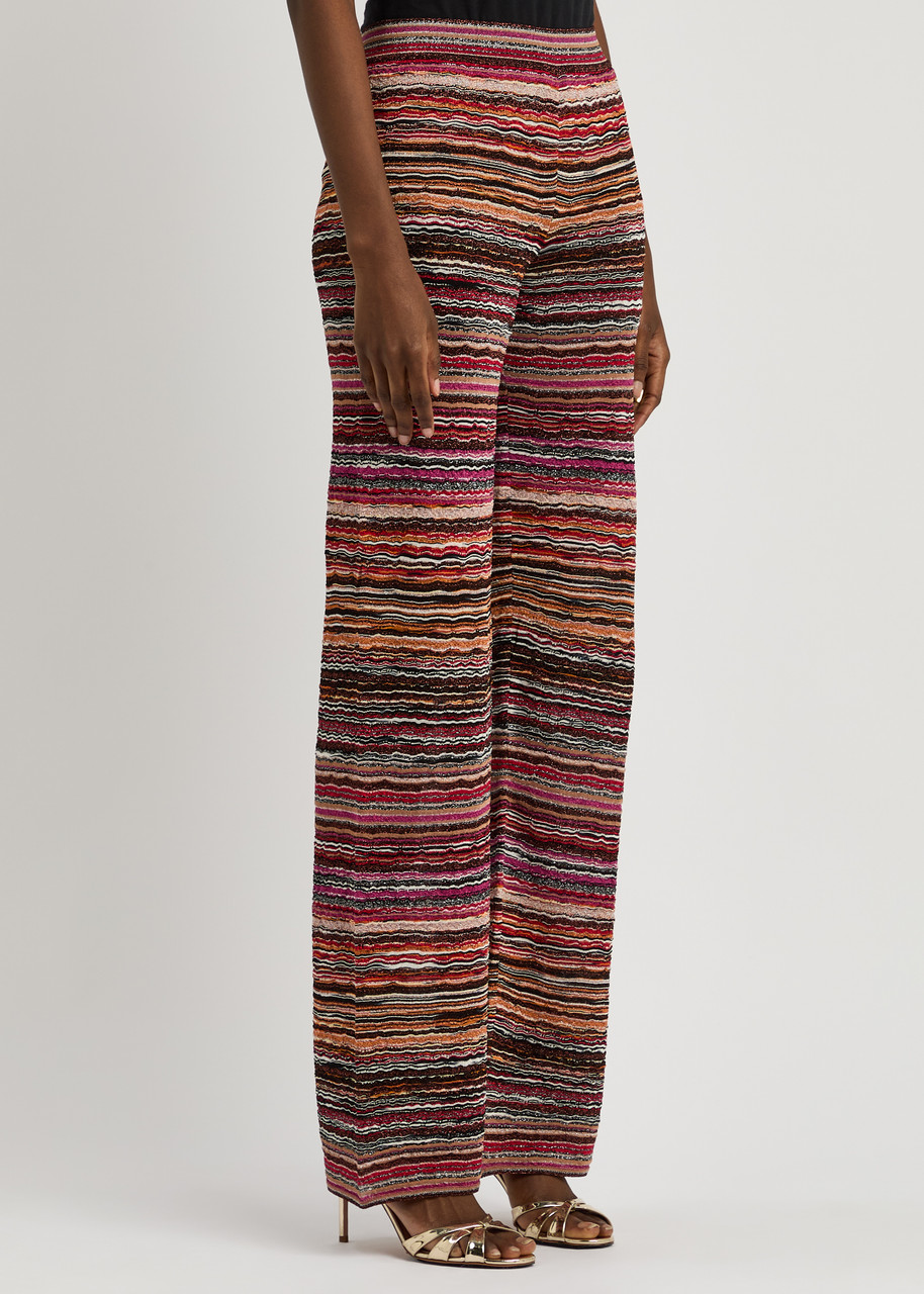 Missoni Striped-intarsia Metallic-knit Trousers In Multicoloured