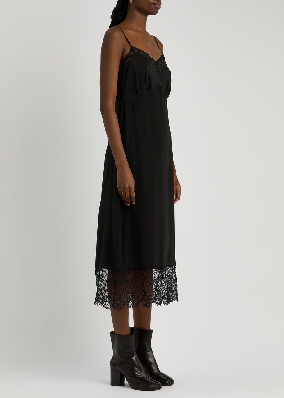 Simone Rocha Lace-trimmed Midi Dress In Black