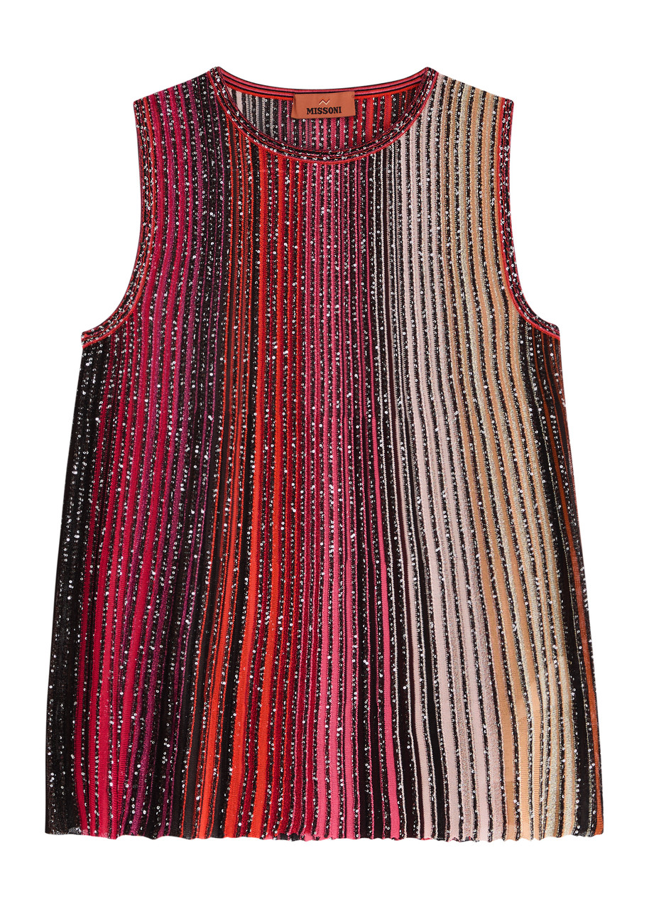 Missoni Striped Sequin-embellished Ribbed-knit Tank In Multicoloured
