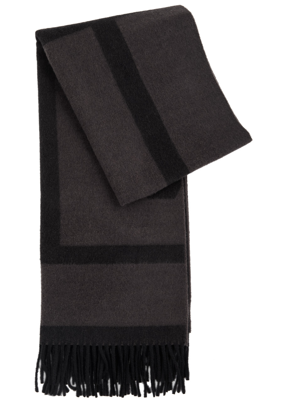 Totême Toteme Logo-intarsia Wool Scarf In Charcoal