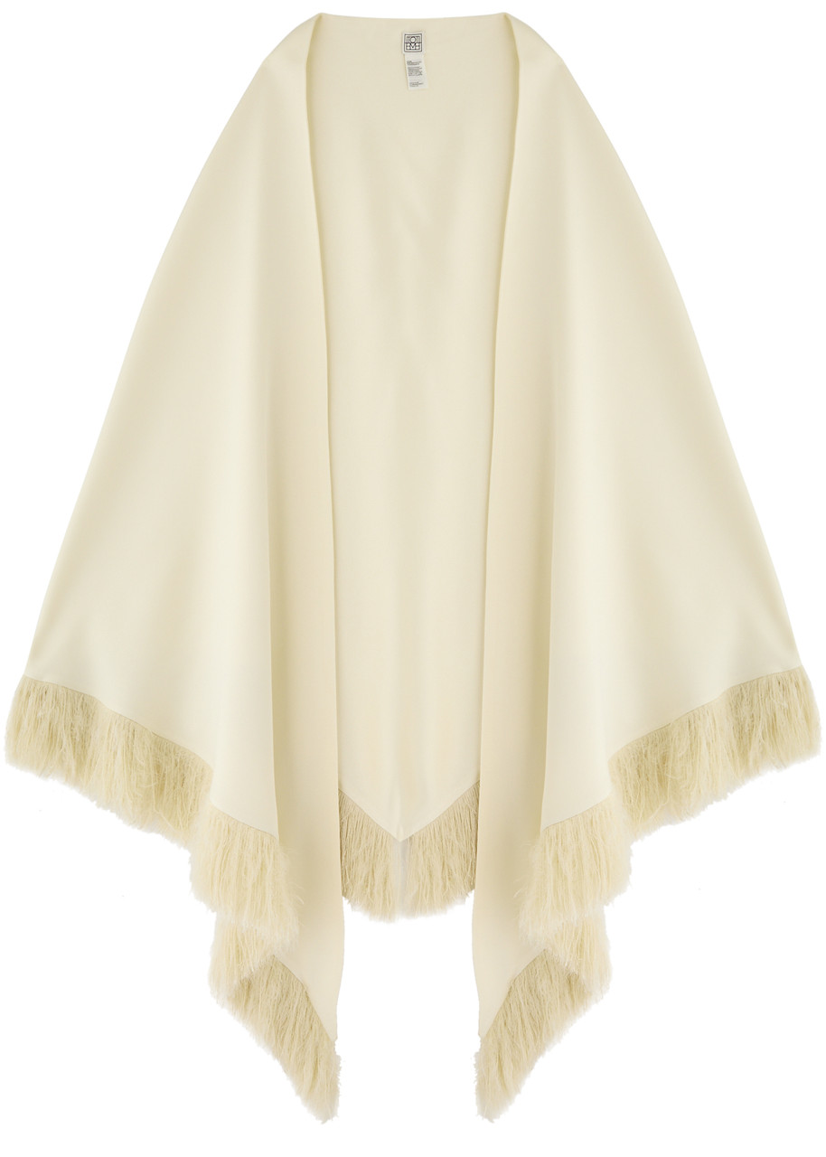 Totême Toteme Fringed Crepe De Chine Scarf In White