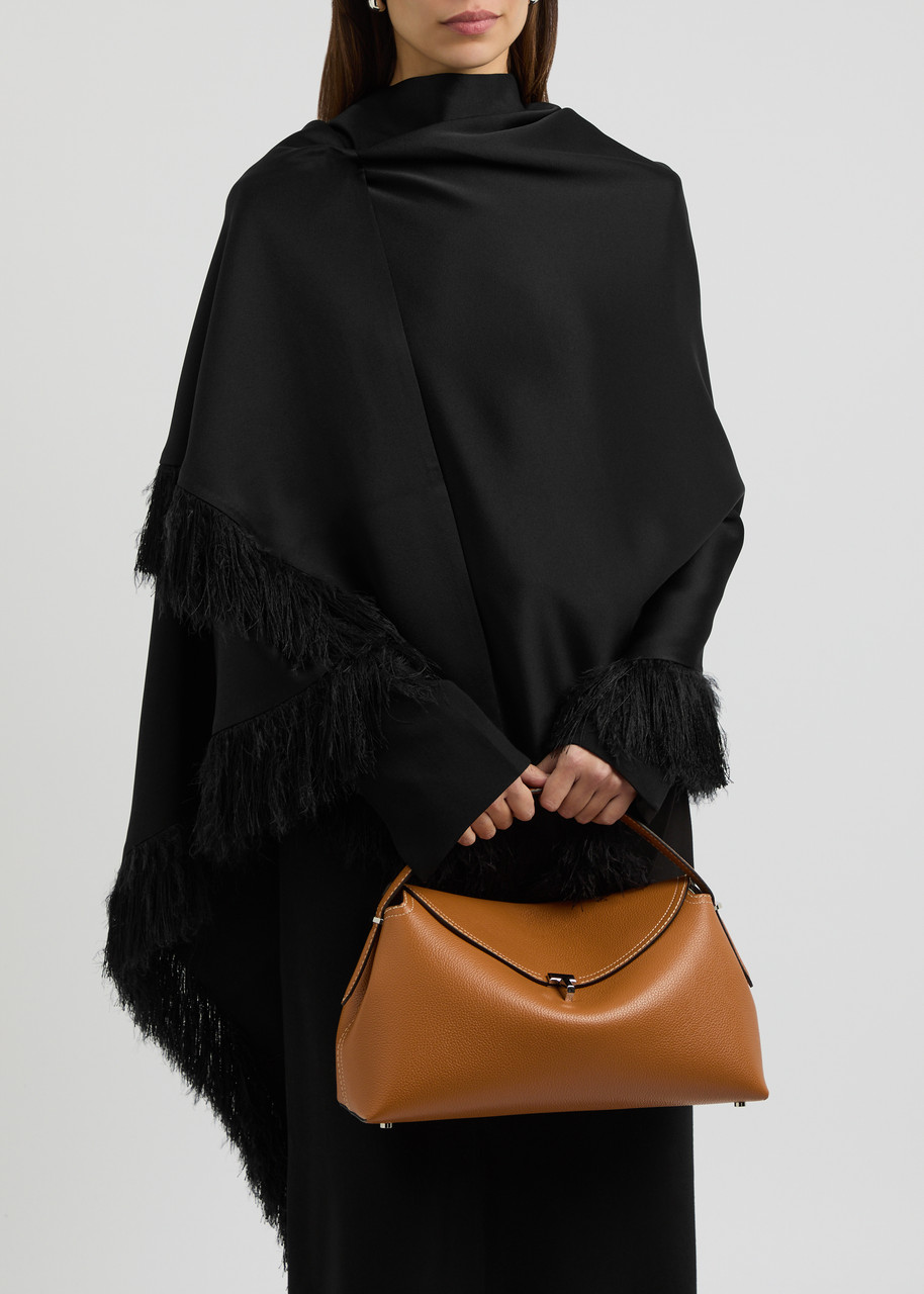 Totême Toteme Fringed Crepe De Chine Scarf In Black