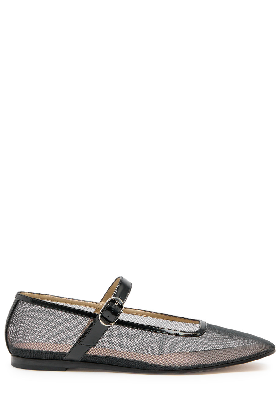 LE Monde Beryl Mary Jane Glittered Mesh Ballet Flats - Black - 38 (IT38 / UK5)