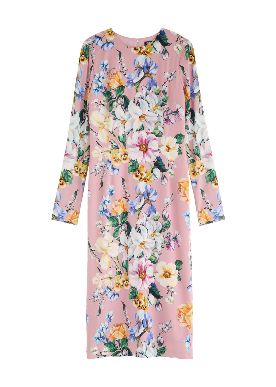 Dolce & Gabbana Silk-blend Floral Print Midi Dress In Multi Floral