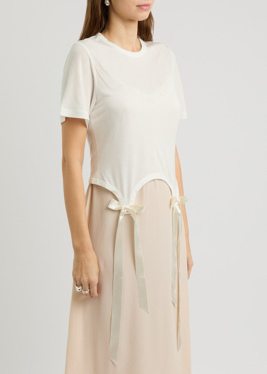 Simone Rocha Easy Ribbon-detailed Cotton T-shirt In Ivory