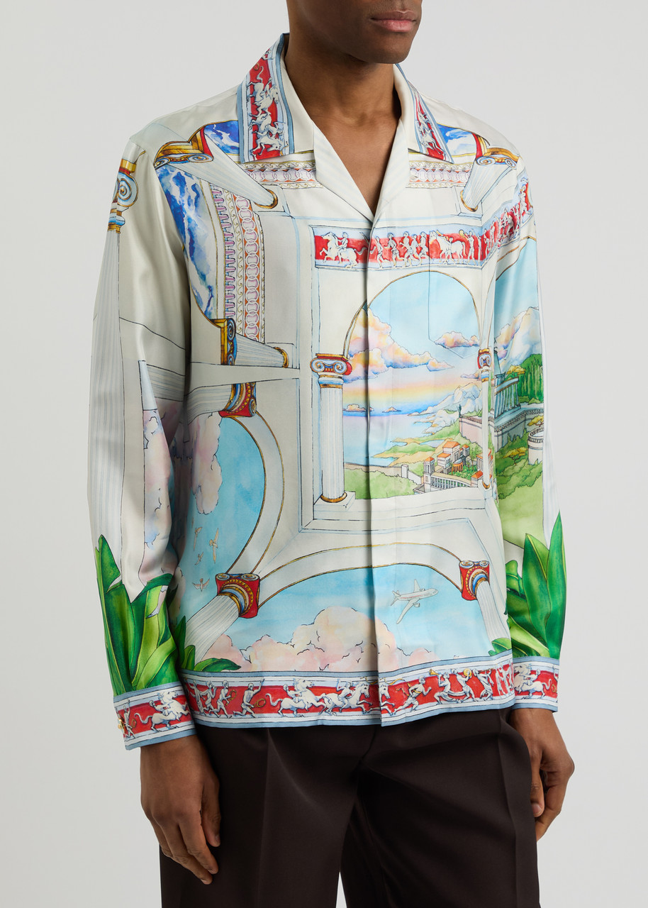 Casablanca Le Passage Printed Silk Shrt In White