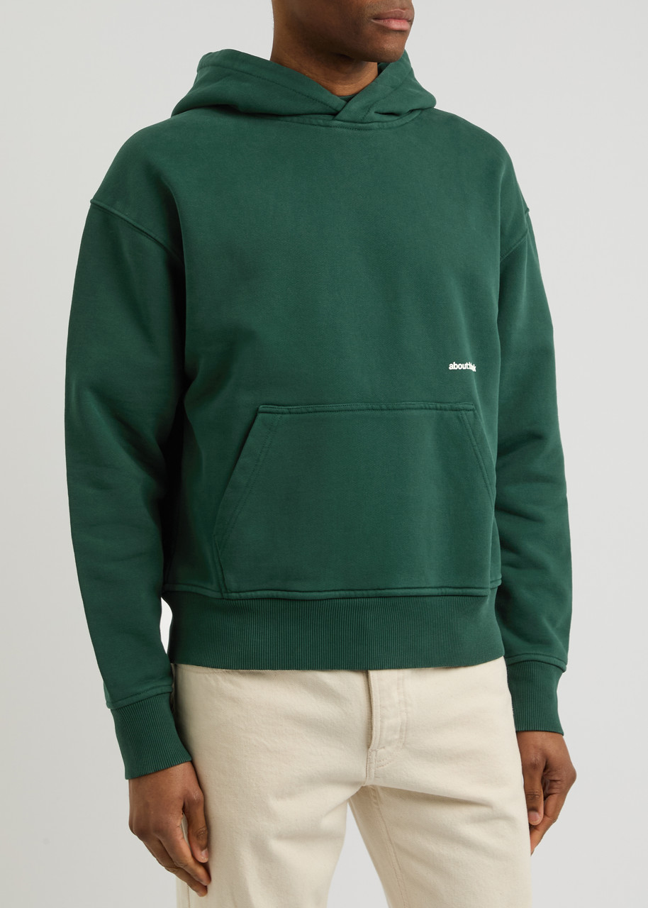  About Blank Box Logo-print Hooded Cotton Sweatshirt - Green - M 