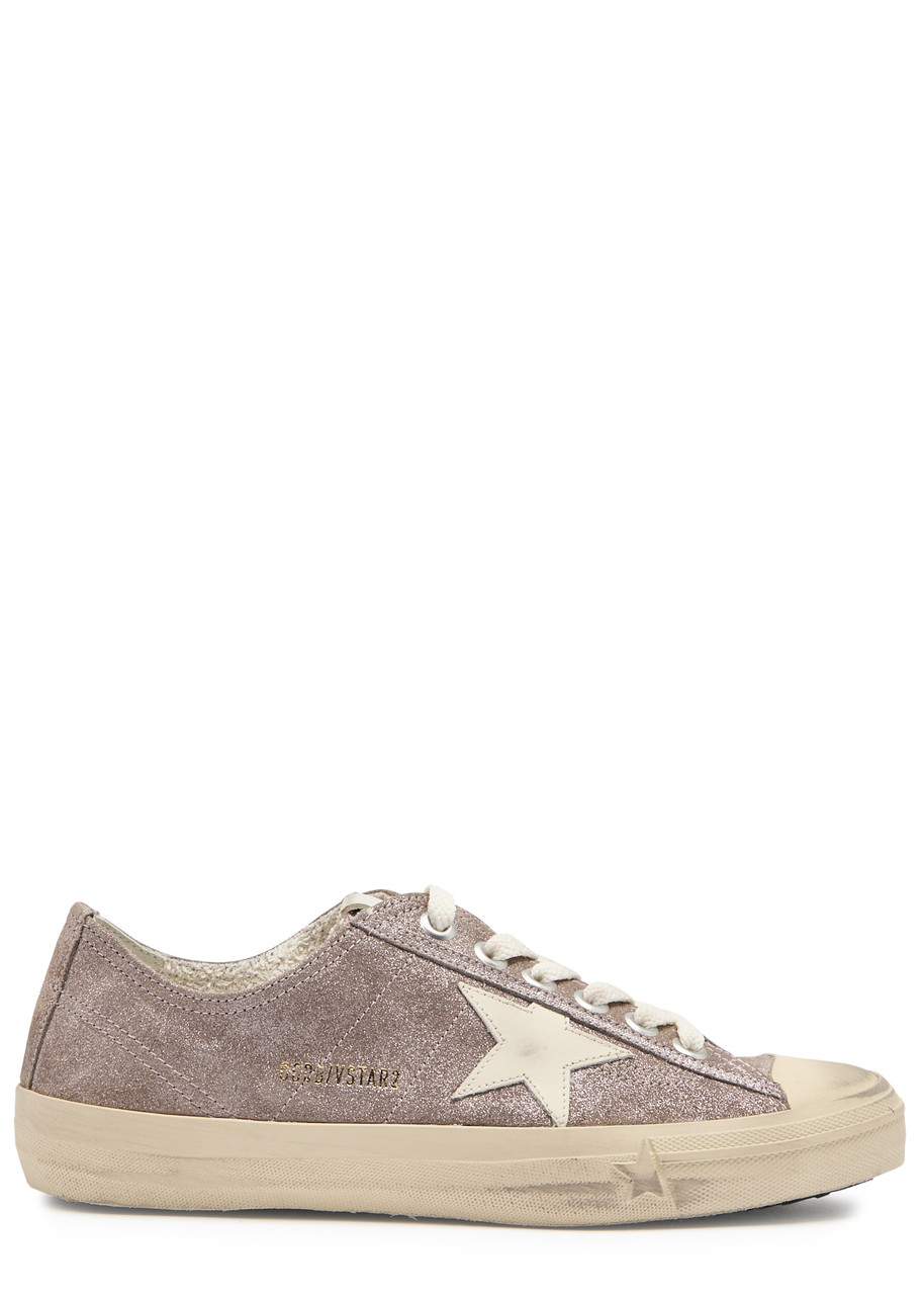 Golden Goose V-star 2 Glittered Suede Sneakers - Rose - 36 (IT36 / UK3)
