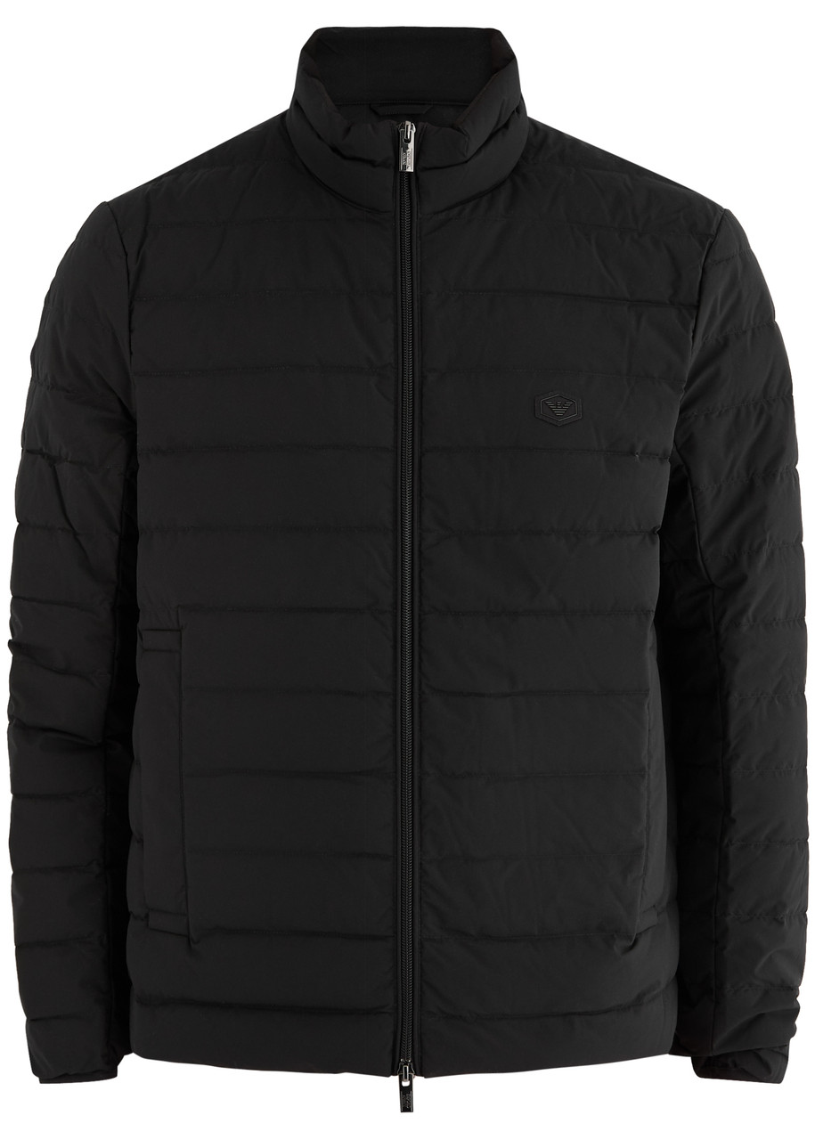 Emporio Armani Logo Quilted Matte Shell Jacket - Black - 52 (IT52 / XL)
