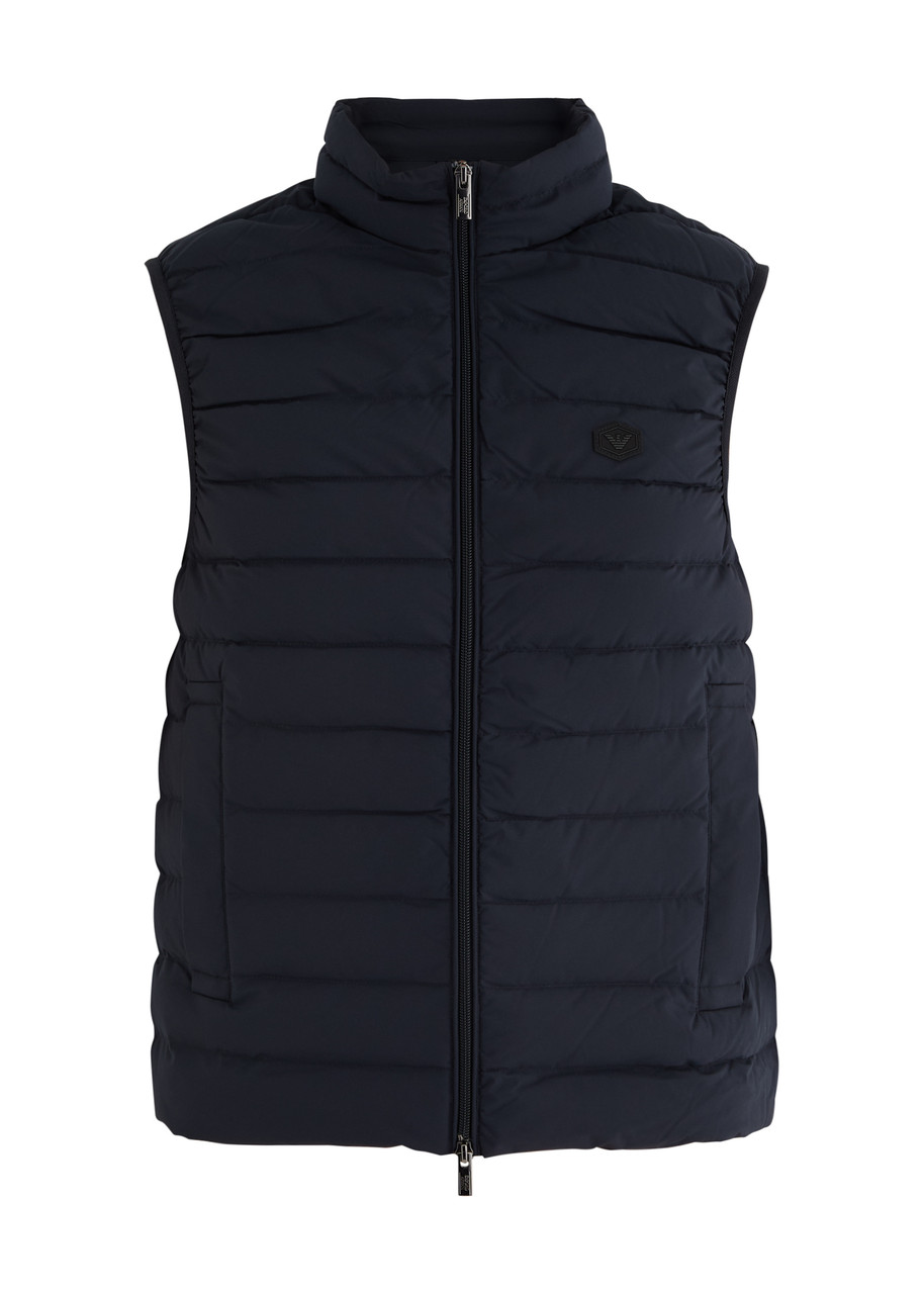 Emporio Armani Logo Quilted Matte Shell Gilet – Navy – 50 (IT50 / L)