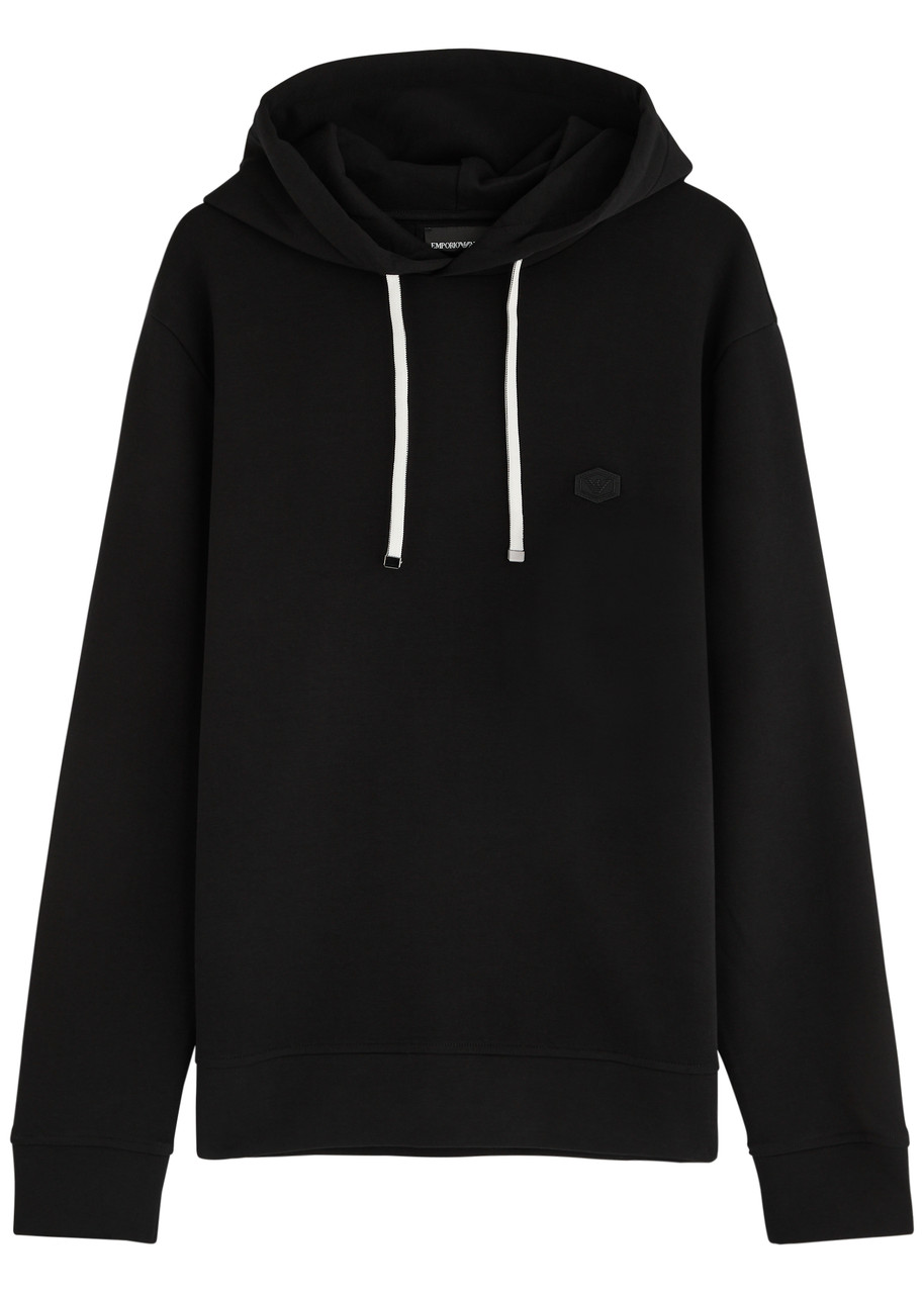Emporio Armani Logo Hooded Cotton-blend Sweatshirt – Black – S