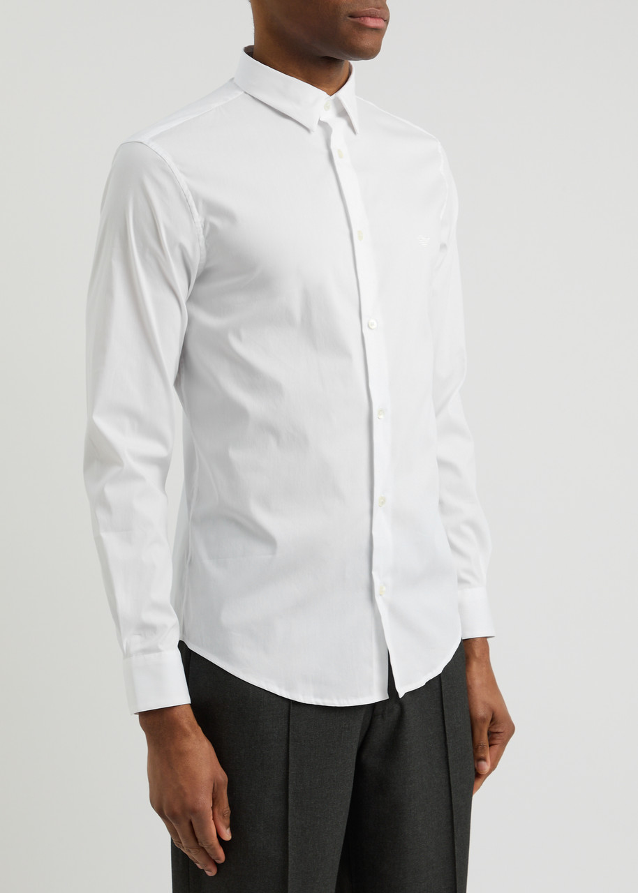 Emporio Armani Long-sleeves Linen Shirt In White