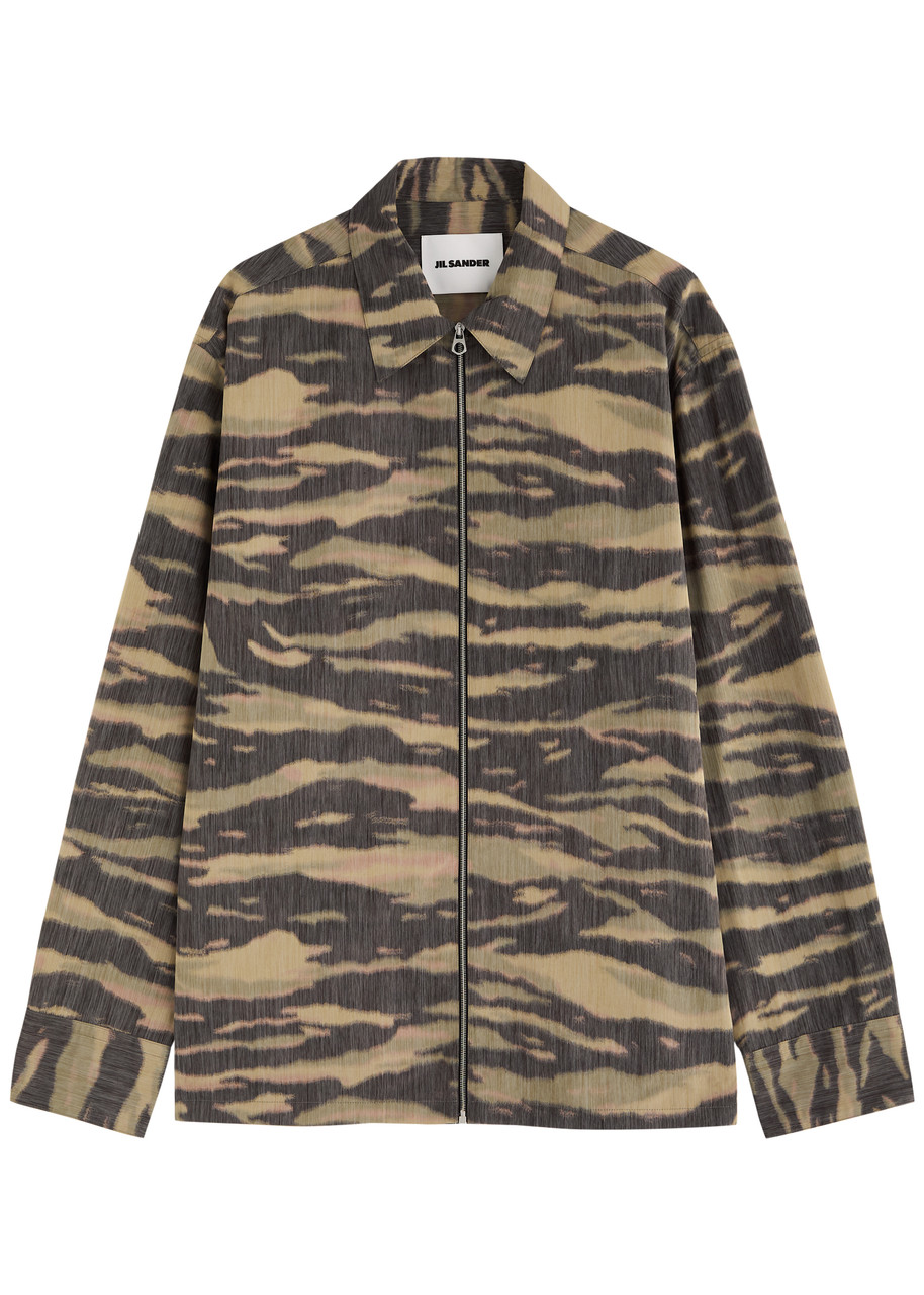 Jil Sander Printed Zip-up Overshirt In Multicoloured 1