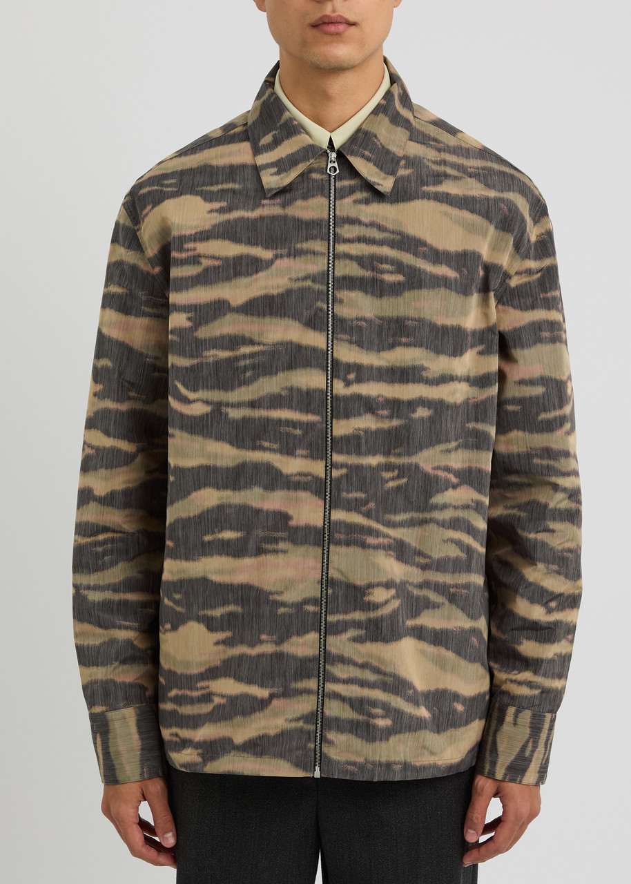 Jil Sander Printed Zip-up Overshirt In Multicoloured 1
