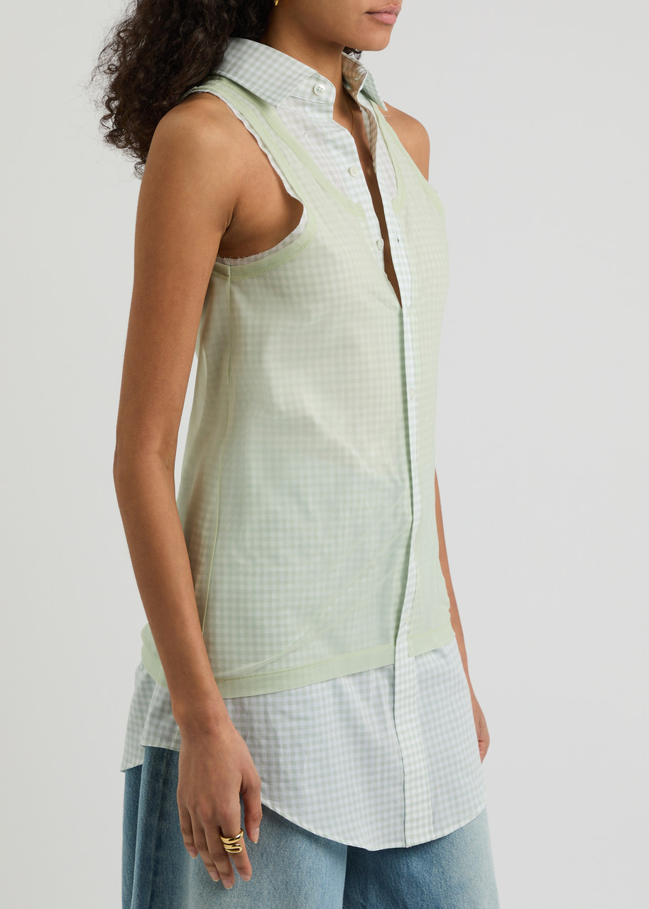 MAISON MARGIELA MAISON MARGIELA CHECKED LAYERED COTTON AND CHIFFON SHIRT