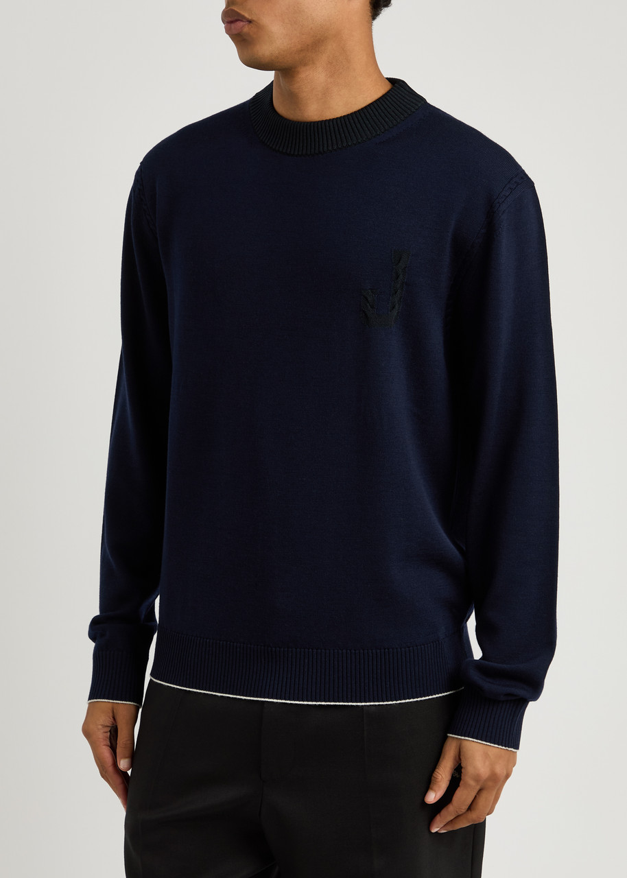 Jacquemus La Maille Tricot Wool-blend Jumper In Navy