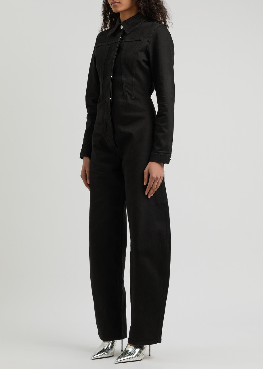 Alaïa Denim Rounded Jumpsuit In Black