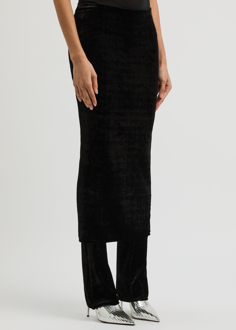 Alaïa Archetypes Layered Stretch-crepe Skinny Pants In Black