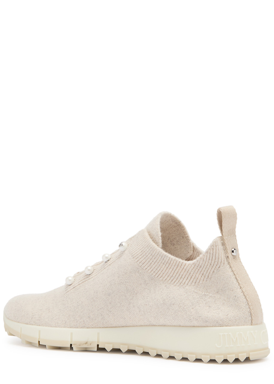 Jimmy Choo Veles Crochet Knit Low-top Sneakers In Beige