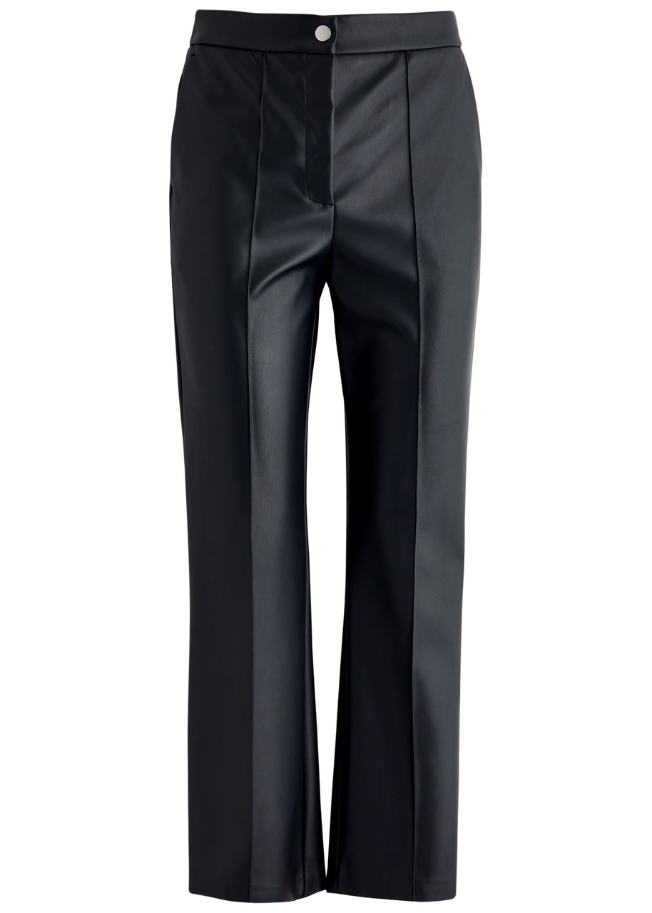 Mm Slim-leg Faux Leather Trousers In Navy