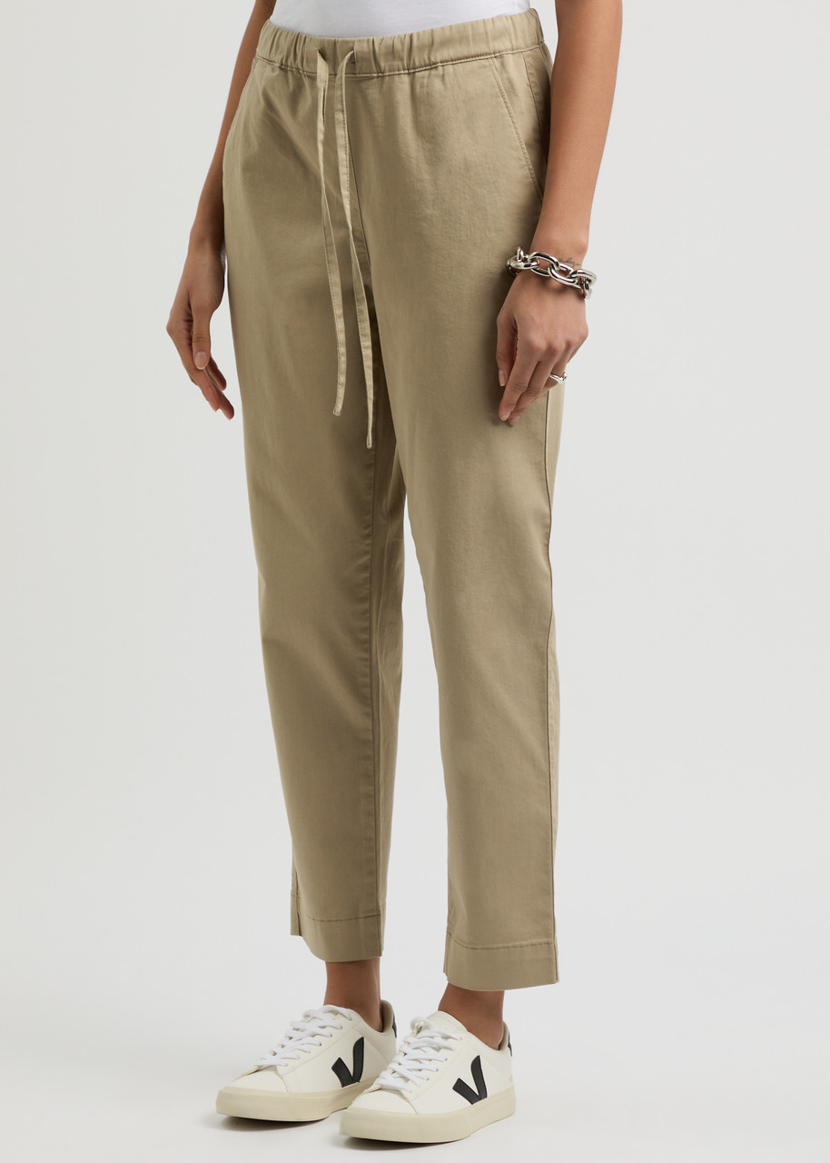 Mm Tapered Stretch-cotton Trousers In Sand