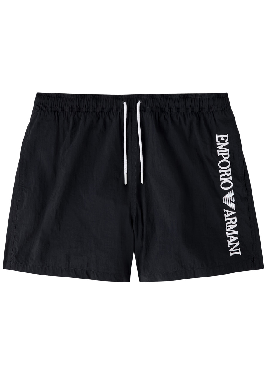Emporio Armani Logo-embroidered Nylon Swim Shorts - Navy - M