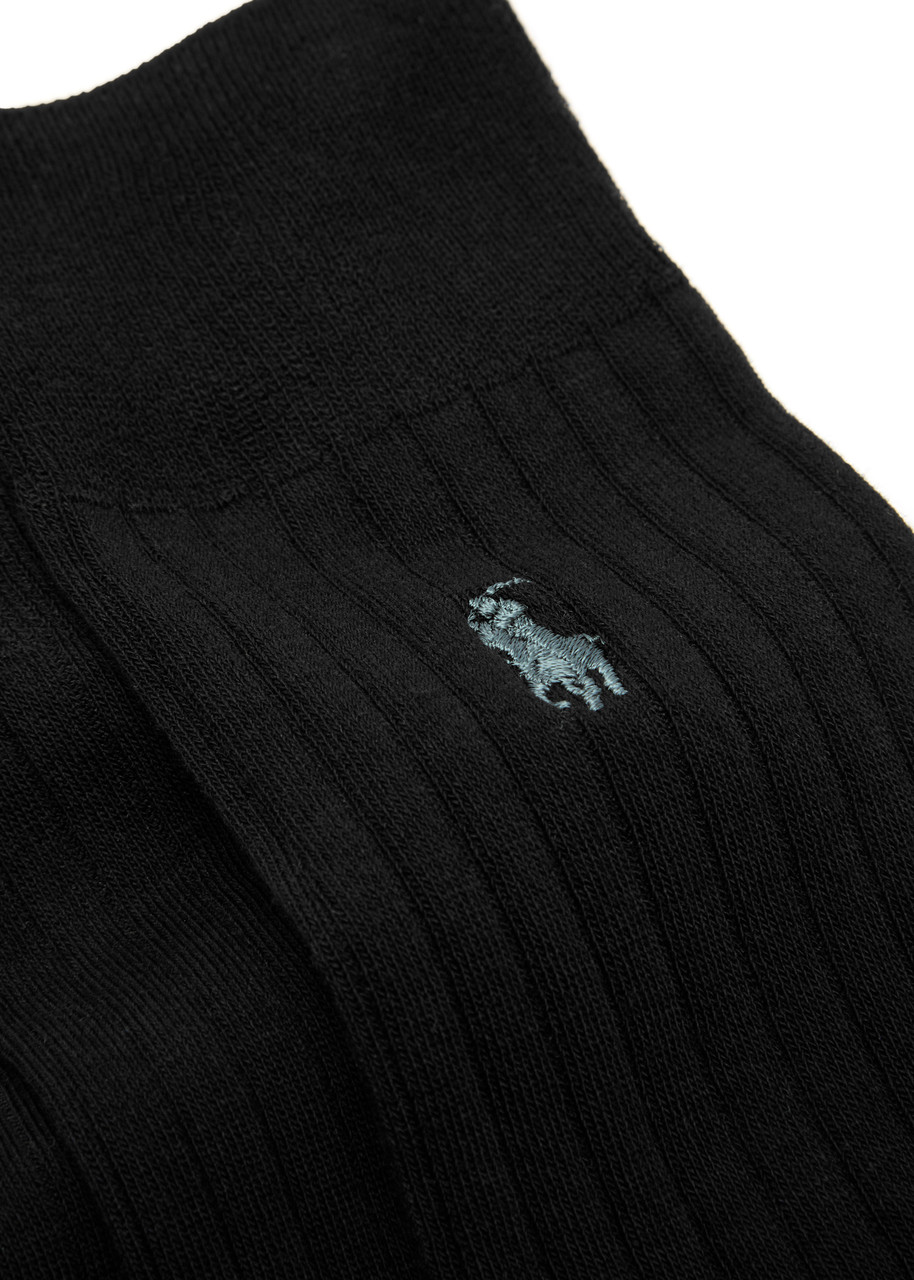 Polo Ralph Lauren Logo Cotton-blend Socks In Black
