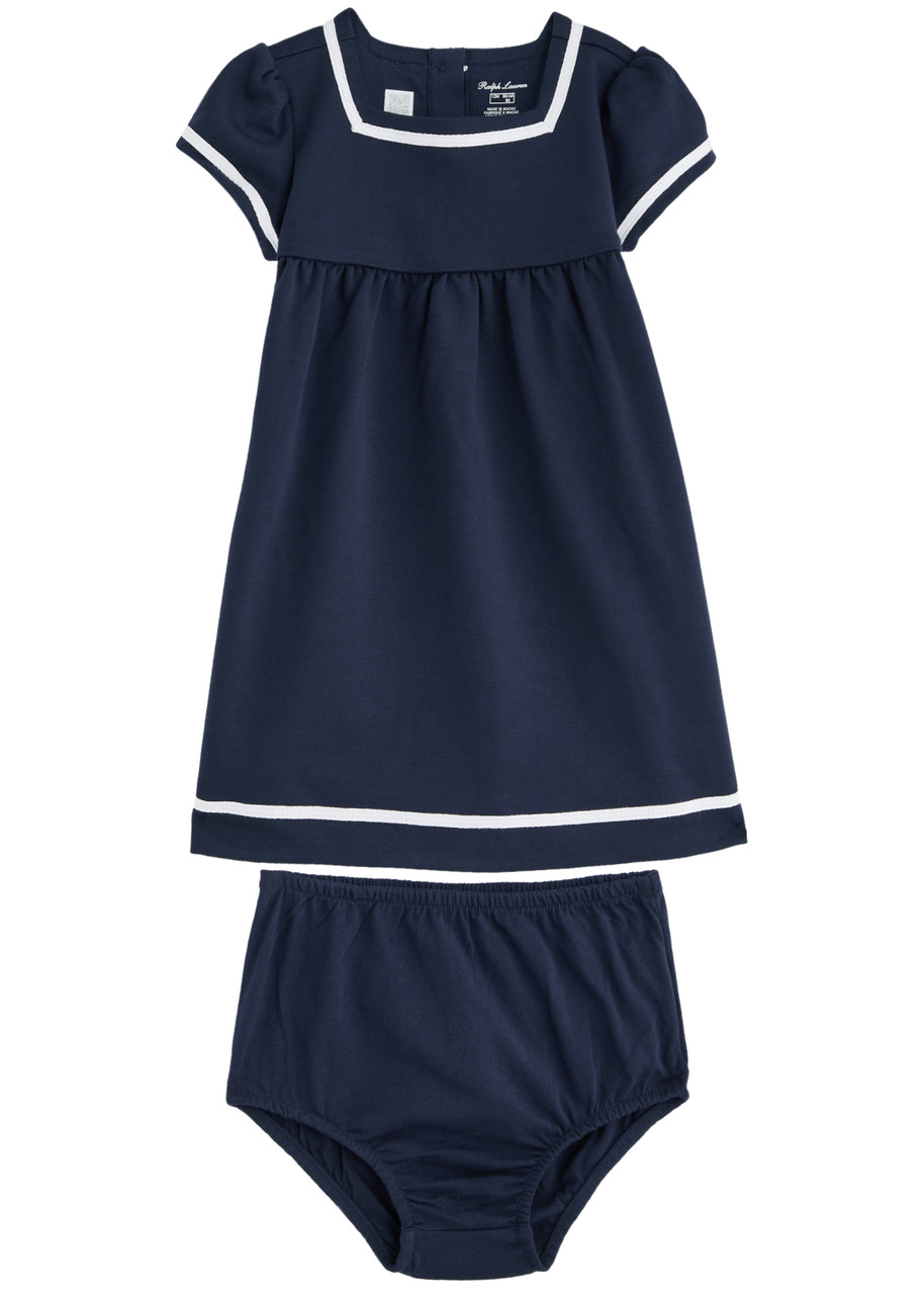 Polo Ralph Lauren Kids Logo-embroidered Jersey and Cotton Dress set - Navy