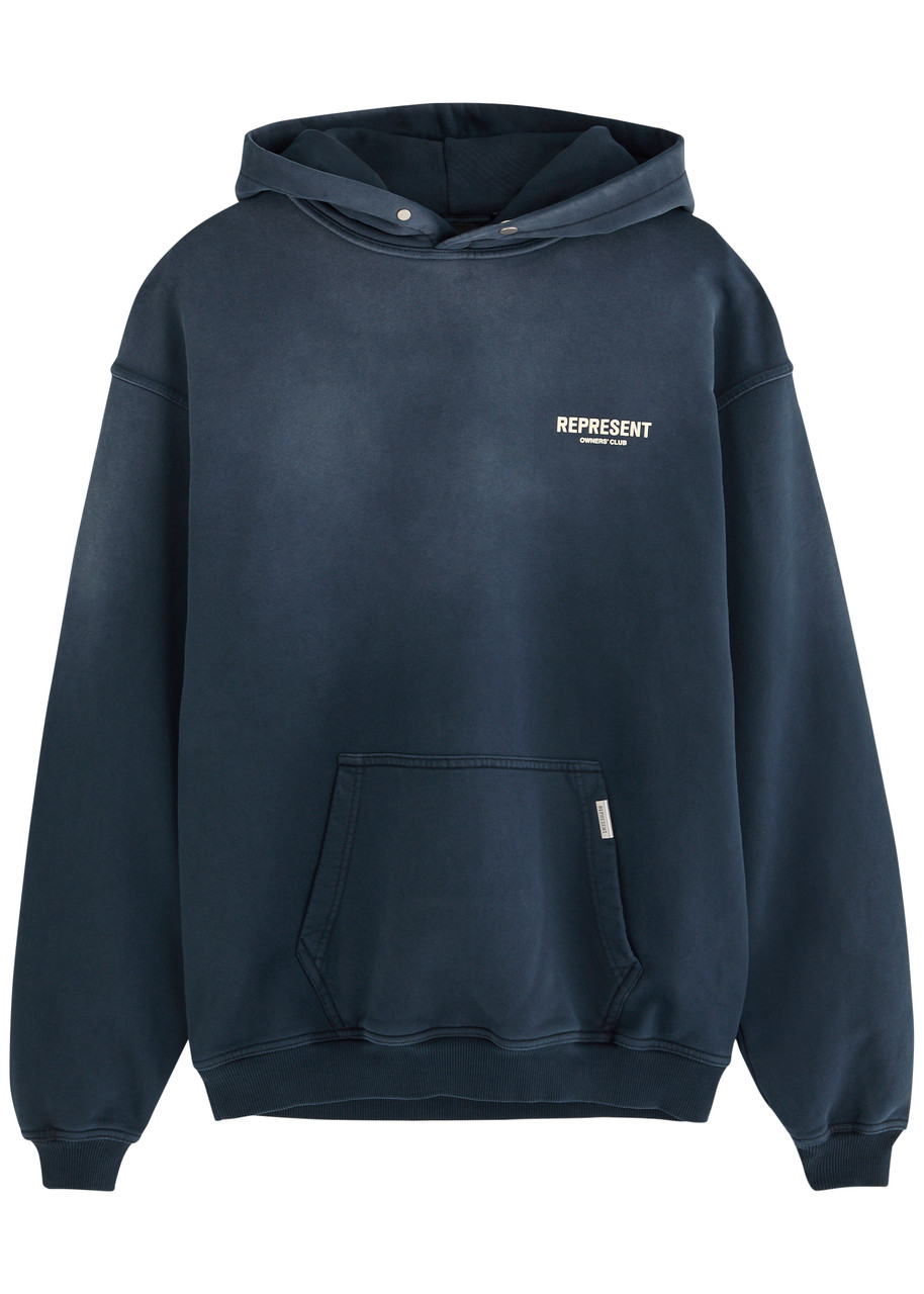 Represent Owners Club Hooded Cotton Sweatshirt In Navy
