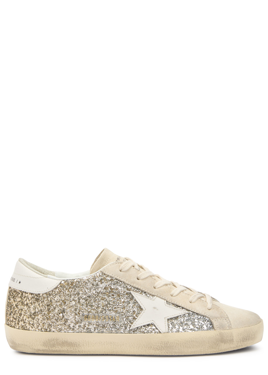 Golden Goose Super-star Panelled Glittered Sneakers - Beige - 41 (IT41 / UK8)